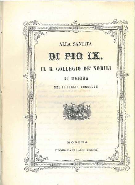 Alla santità di Pio IX, il R. Collegio de' nobili …