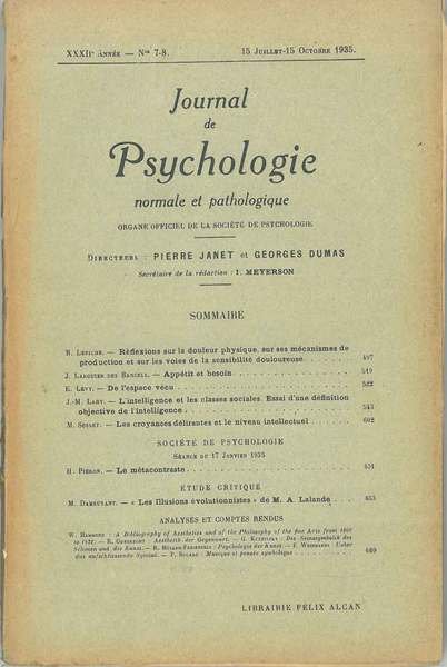 Journal de psychologie normale ed pathologique. Organe officiel de la …