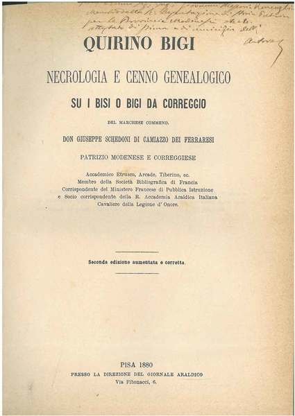 Quirino Bigi. Necrologia e cenno genealogico su i Bisi o …
