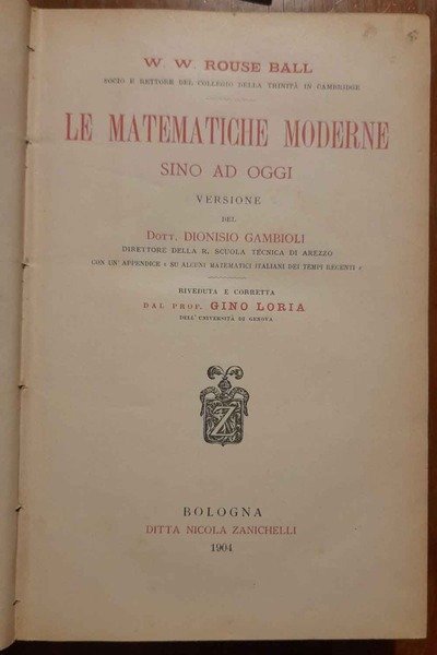 Breve compendio di storia delle matematiche. Secondo volume: Le matematiche …