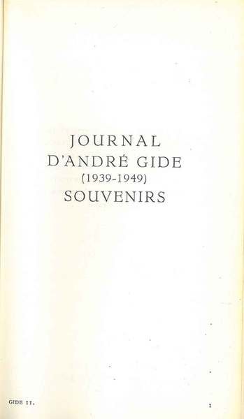 Journal 1939-1949. Souvenirs