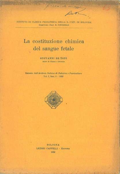 La costituzione chimica del sangue fetale. Estratto