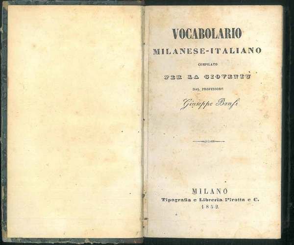 Vocabolario milanese - italiano per la gioventù.
