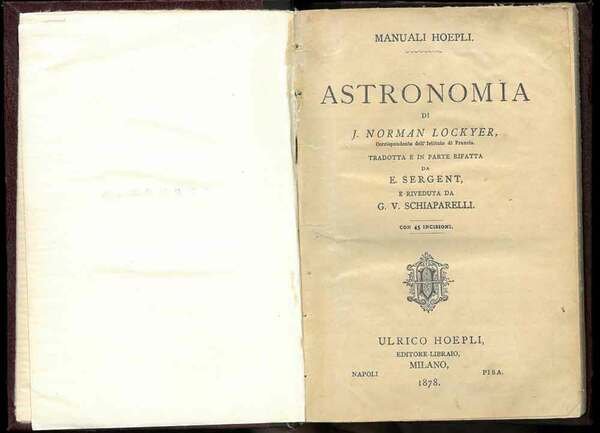 Astronomia. Tradotta e in parte rifatta da E. Sergent e riveduta da G.V. Schiapparelli.