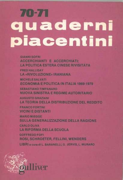 Quaderni piacentini. Nr. 70 - 71, 1979