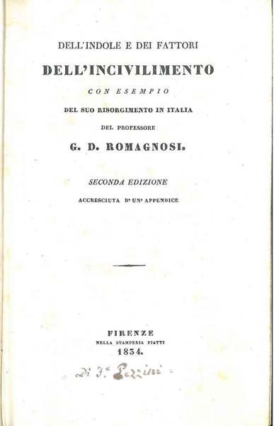 Dell'indole e dei fattori dell'incivilimento con esempio del suo risorgimento …