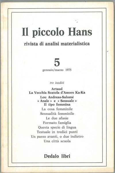 Il piccolo Hans. Rivista di analisi materialistica. N° 5, gennaio/marzo …