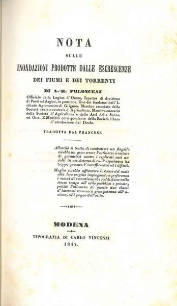 Nota sulle inondazioni prodotte dalle escrescenze dei fiumi e dei …
