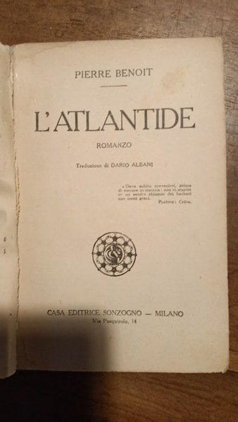 L'Atlantide. Traduzione di Dario Albani