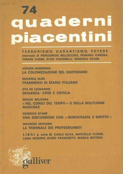 Quaderni piacentini. Anno xix, n. 74, aprile 1980