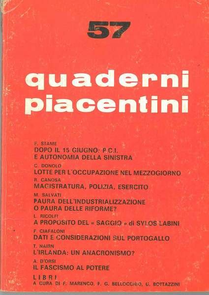 Quaderni piacentini. Anno xiv, n. 57, aprile 1975