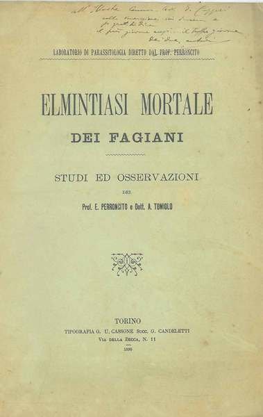 Elimintiasi mortale dei fagiani. Studi ed osservazioni