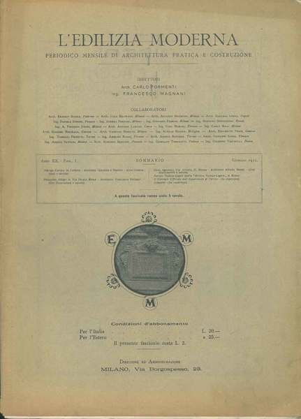 L' edilizia moderna. Anno XX, Fasc. I Gennaio 1911. Periodico …