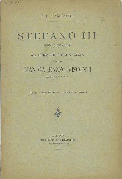 Stefano iii Duca di Baviera al servizio della Lega contro …