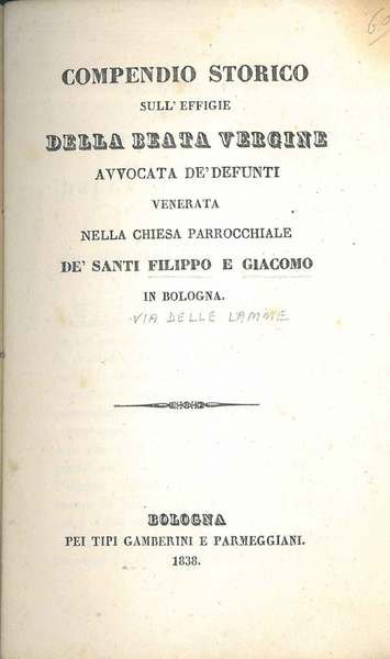 Compendio storico sull'effigie della Beata Vergine avvocata dei defunti venerata …