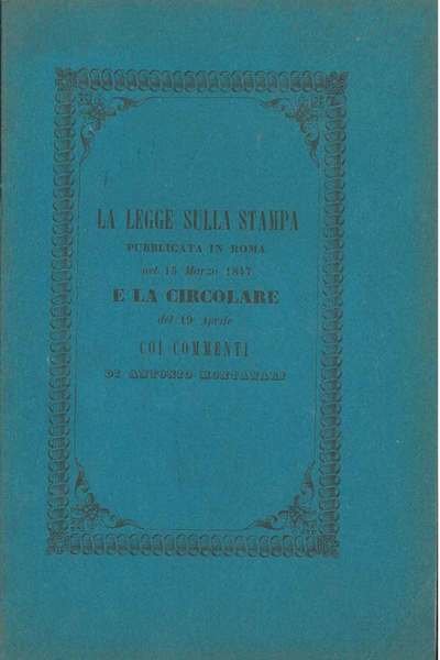 La legge sulla stampa pubblicata in Roma nel 15 marzo …