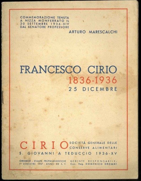 Franesco Cirio 1836-1936 25 Dicembre.