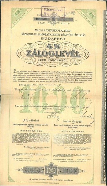 Obligazione di 1000 corone ungheresi