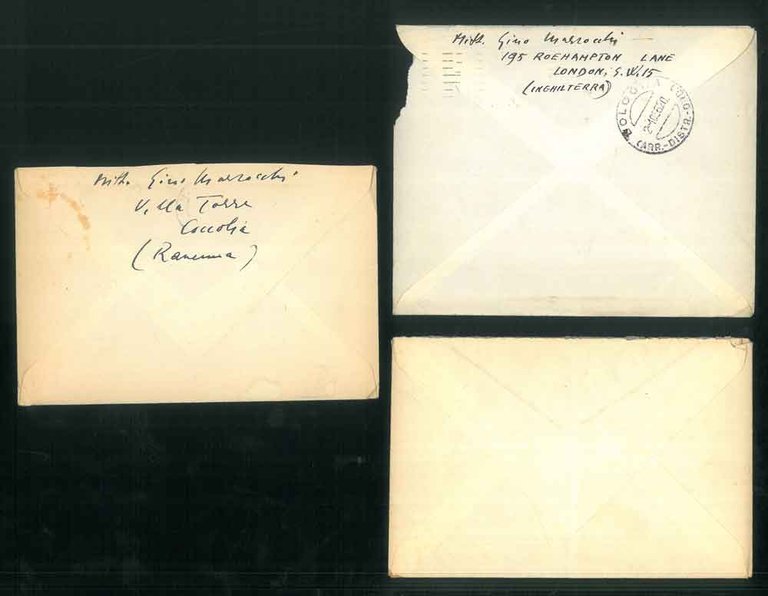 3 lettere con busta, inviate ad Amelia Cevolani dall'Italia e …