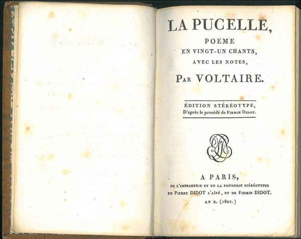 La Pucelle, poeme en vingt-un chants, avec les notes, par …