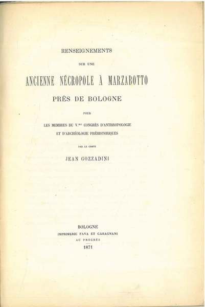 Renseignements sur une ancienne nécropole a Marzabotto près de Bologna …