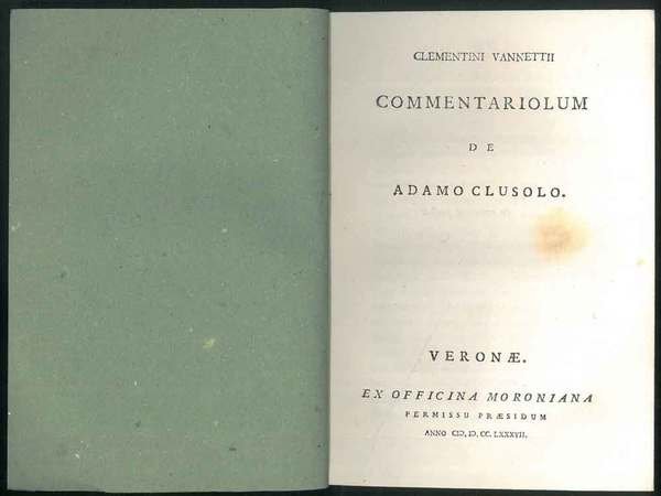 Clementini Vannettii commentariolum de Adamo Clusolo