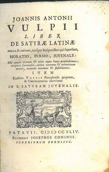 Joannis Antonii Vulpii Liber de Satyrae latinae natura & ratione, …