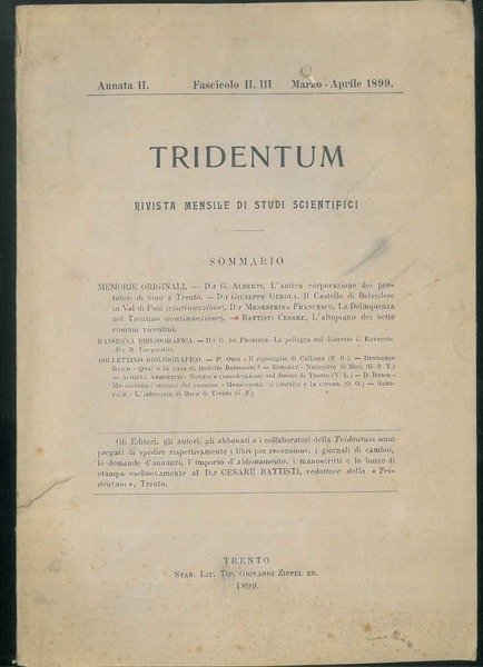 Tridentum. Rivista mensile di studi scientifici. Annata II. Fascicolo II.III. …