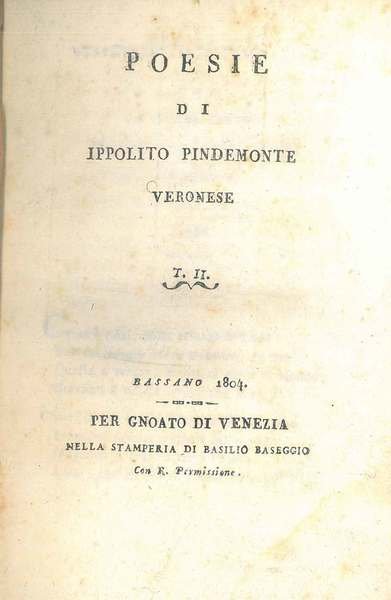 Poesie di Ippolito Pindemonte veronese. Secondo volume di due