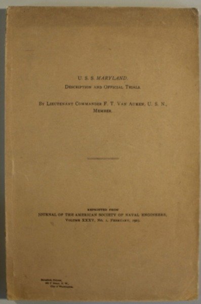 U.S.S. Maryland. Description and Official Trials. Reprint from Journal of …