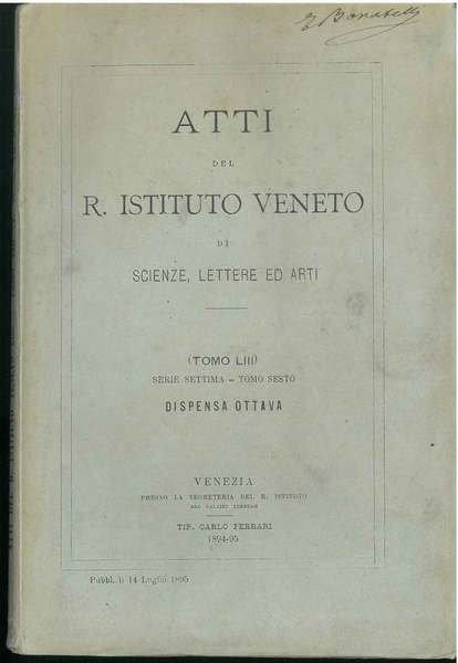 Atti del R. Istituto Veneto di scienze, Lettere ed Arti. …