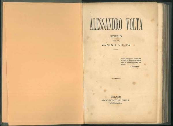 Alessandro Volta. Studio del avv. Zanino Volta.