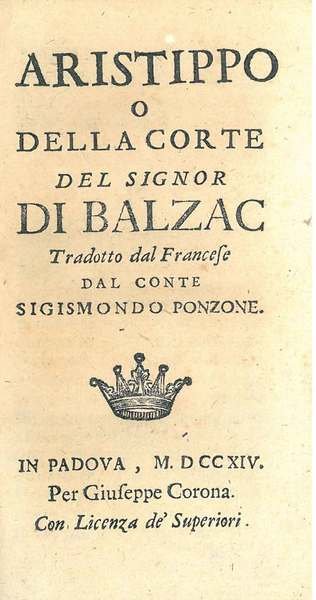 Aristippo o Della Corte del signor di Balzac, tradotto dal …