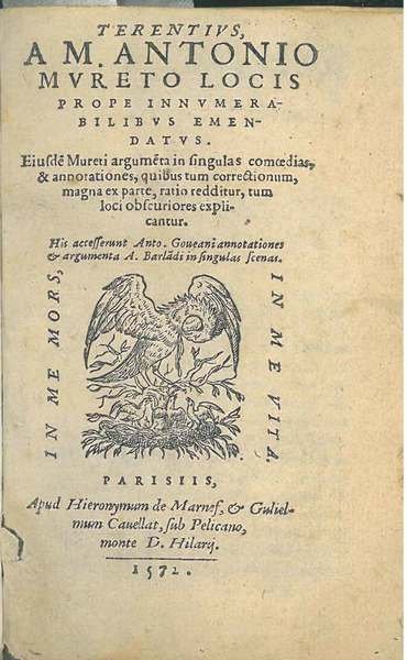 Terentius, a M. Antonio Mureto locis prope innumerabilibus emendatus. Eiusdem …