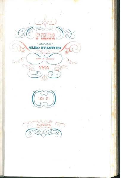 L' Iride. Albo Felsineo per l'anno 1851