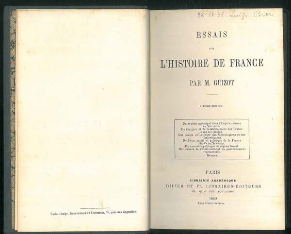 Essais sur l'histoire de France.
