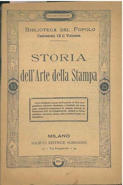 Storia dell'arte della stampa. Biblioteca del Popolo