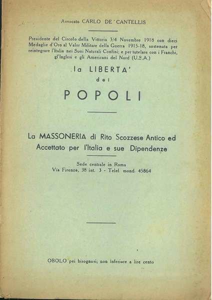 La libertà dei popoli. La massoneria di rito scozzese antico …