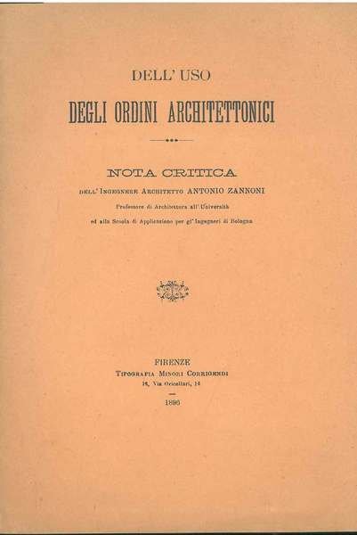 Dell'uso degli ordini architettonici. Nota critica