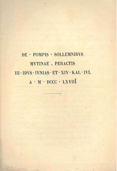 De pompis sollemnibus Mutinae peractis III idus iunias et XIV …