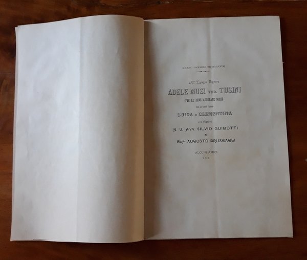 All'Egregia Signora Adele Musi Ved. Tusini per le ben augurate …