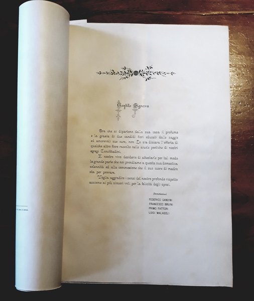 All'Egregia Signora Adele Musi Ved. Tusini per le ben augurate …