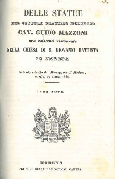 Delle statue del celebre plastico modenese Cav. Guido Mazzoni ora …