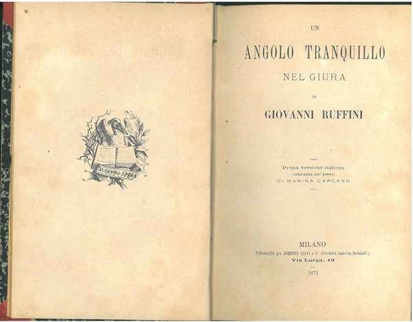 Un angolo tranquillo nel Giura. Prima versione italiana di Marina …