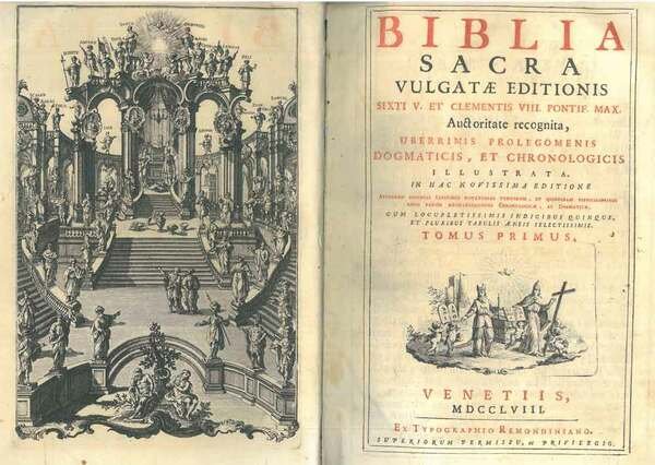 Bibbia. Biblia Sacra vulgatae editionis Sixti V. et Clementis III. pontif. max. auctoritate recognita, uberrimis prolegomenis dogmaticis, et chronologicis illustrata . In hac novissima editione.