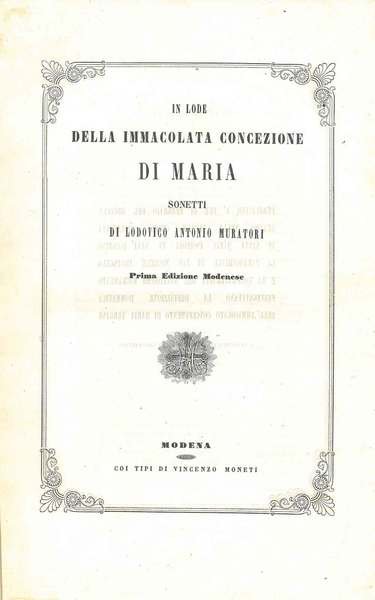 In lode della Immacolata Concezione di Maria. Sonetti. Prima edizione …