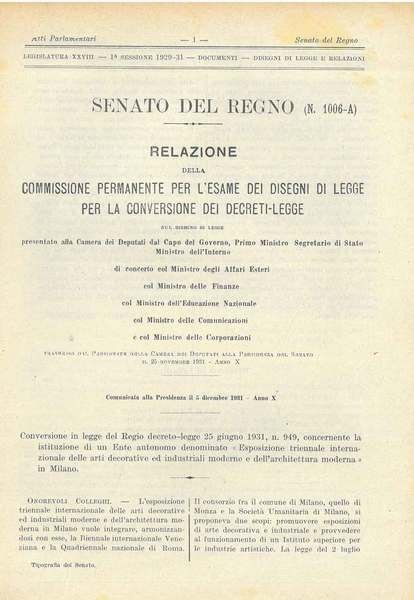 Conversione in legge del Regio decreto-legge 25 giugno 1931, n. …