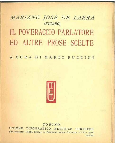 Il poveraccio parlatore ed altre prose scelte A cura di …