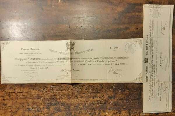 Cedola del debito pubblico del Regno d'Italia. Obbligazione di Lire …