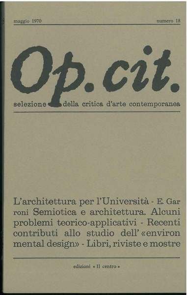 Op. cit. Rivista quadrimestrale di selezione della critica d'arte contemporanea. …